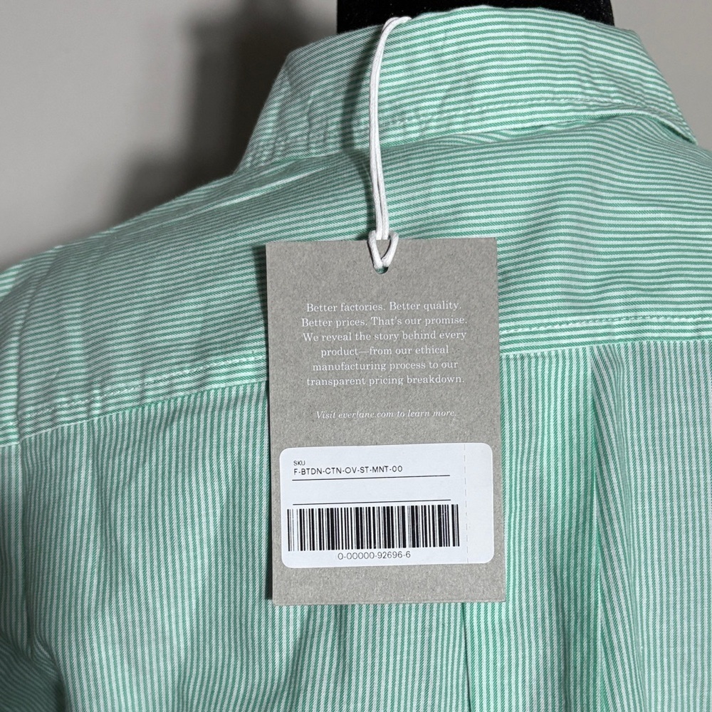 Everlane Relaxed Oxford shirt Green color with pinstripes patterns - Picture 7 of 9
